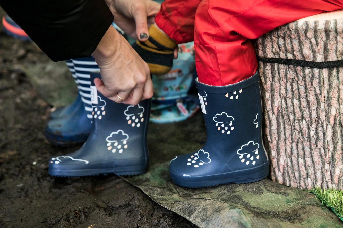 COLOUR CHANGING KIDS WELLIES | NAVY BLUE | UNLINED