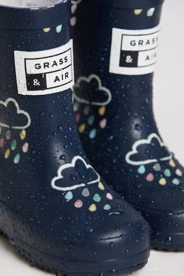 COLOUR CHANGING KIDS WELLIES | NAVY BLUE | UNLINED