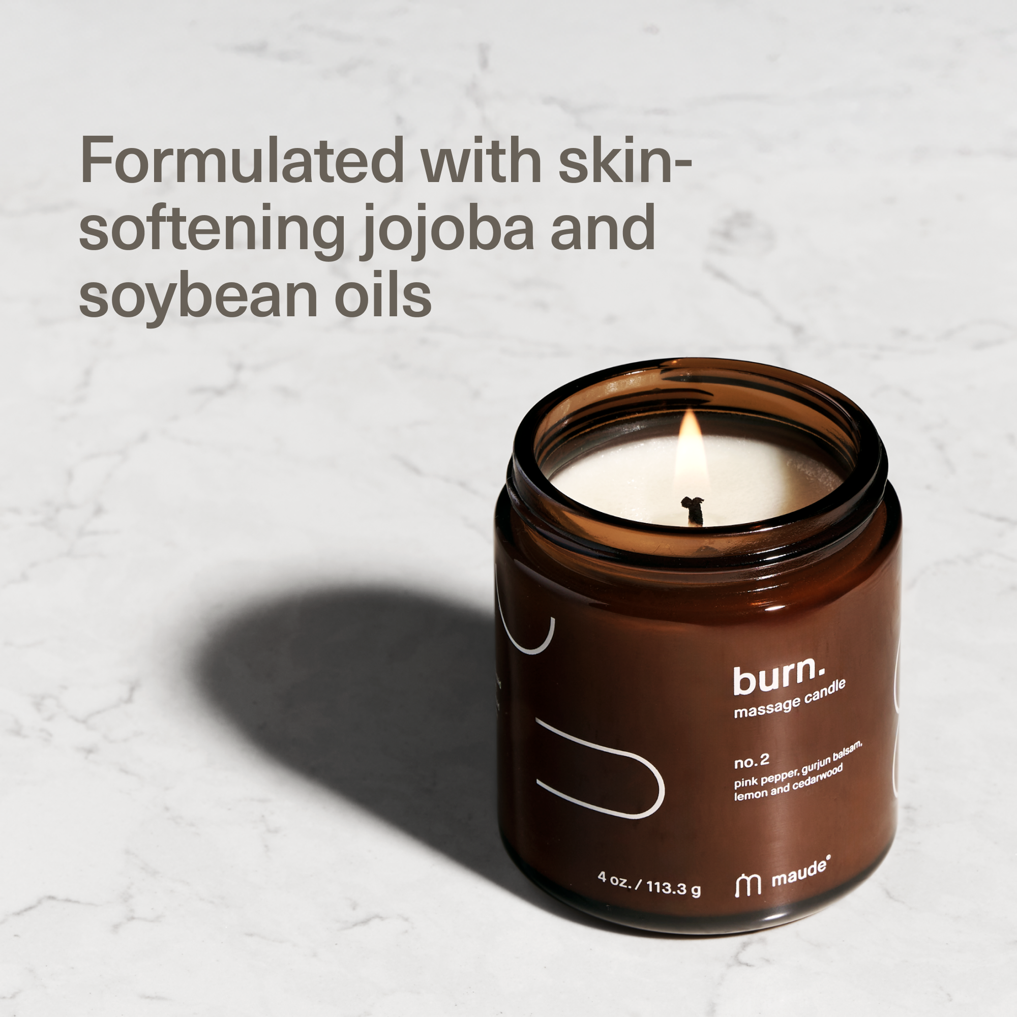 BURN NO. 2 | MASSAGE CANDLE | PINK PEPPER, LEMON, CEDARWOOD.